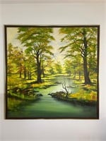 50”x50” Thomas Lee Painting Forest & Stream Framed
