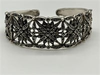 Sterling Silver Fancy Marcasite Cuff Bracelet