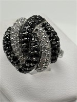Jean Dousset Black & White CZ Fancy Ring