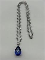 Ross Simon Silver Tone Blue & White Necklace