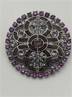 Liz Claiborne Deco Style Purple Rhinestone Brooch