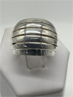 Sterling Silver Atomic Style Thick Band Ring