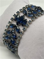 Vintage 1950's Fancy Blue Rhinestone Bracelet