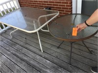 2 glass top patio tables