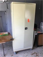 Rolling 2 door metal cabinet