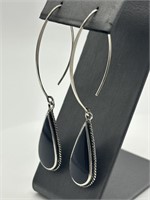 Sterling Silver Black Onyx Edgy Threader Earrings