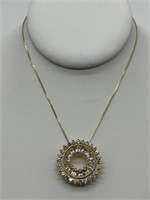 Sterling Silver Gold Vermeil Fancy CZ Necklace