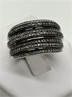 Fine JWBR Sterling Silver Pave Diamond Ring