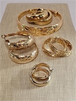 Gold Tone Earrings & Bracelet