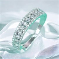 3 Row Diamond  Half Eternity Ring