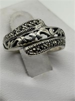 Sterling Silver Marcasite Filigree Fancy Ring