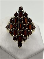 Sterling Gold Vermeil Fancy Garnet Cluster Ring