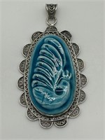 Turkish Sterling Silver Peacock Filigree Pendant