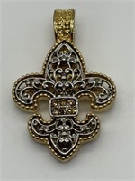 Signed RA Gold Vermeil Fleur-de-Lis Pendant