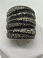 Sterling GFJ Designer Marcasite CZ Ring