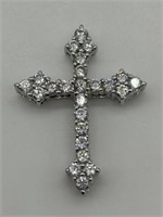 Sterling Silver CZ Encrusted Cross Pendant