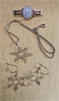 Snow Flake Necklace/Earrings Set