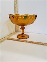 Amber Glass Footed Bowl