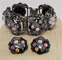 Vintage Wide Ornate Floral Cuff Bracelet