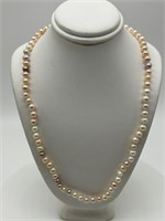 Sterling Silver Pink Champagne Pearl Necklace
