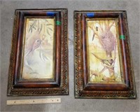 Pair Of Bird Prints Framed Metal
