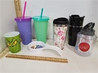 Thermal Glass, Drink Tumblers W/Straws, Grinch