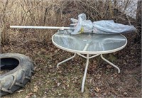Round patio table and umbrella