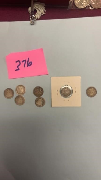 Lot of Silver Dimes 1850-1899