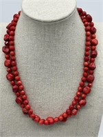 Sterling Silver Fine Natural Coral Necklace