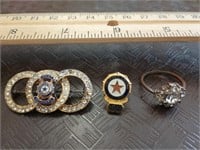 Rhinestone Ring, American Legion Pins 2