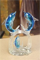 Art Glass Dolphins Group