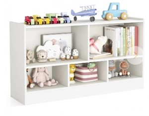 Costway Kids 2-Shelf Bookcase 5-Cube Wood