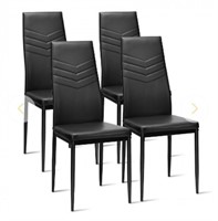 Set of 4 High Back Dining Chairs with PVC Leather