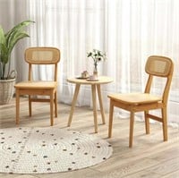 Costway Bamboo Rattan Accent Chairs Set of 2