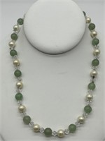 Sterling Silver Pearl & Aventurine Necklace