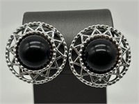 Vintage Sarah Coventry Black & Silver Earrings