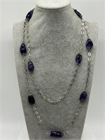 FINE Italian Sterling Silver Amethyst Necklace