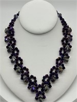 Sterling Silver Faceted Purple AB Necklace