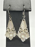 Sterling Silver Carved MOP Earrings