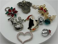Collection of Christmas Brooches & More
