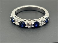 Sterling & Platinum Plated Sapphire Ring