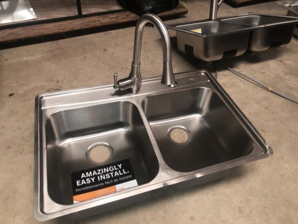 Stainless Double Sink & Faucet Set (See below)