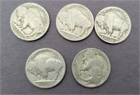 1924 Buffalo Nickels (lot of 5)