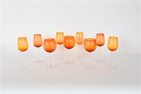 Amberina Orange Ombre Clear Stem Wine Glass Set