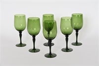 Vintage Green Stemmed Water/Wine Glass Set
