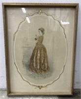 Antique French Country Girl Frame Art Print
