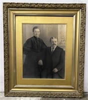 Antique Man & Woman Framed Portrait