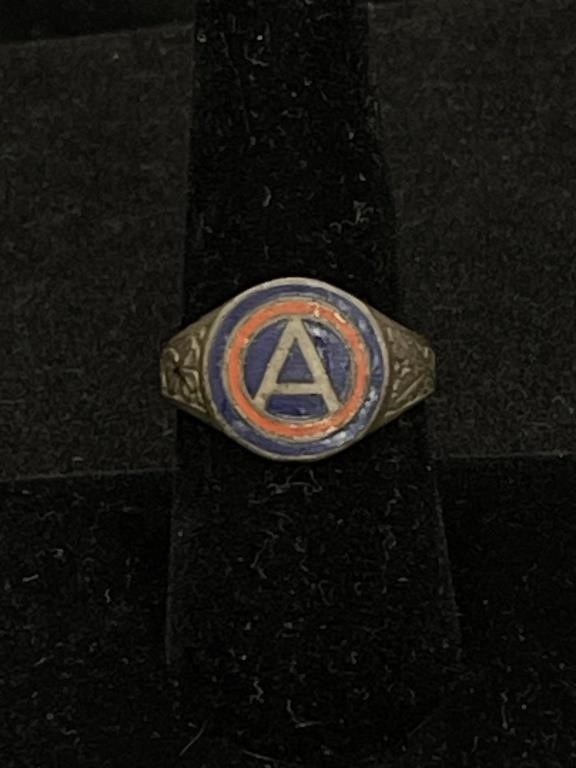 ANTIQUE SILVER 800 Masonic Men's Ring Size 8.5