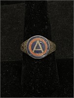 ANTIQUE SILVER 800 Masonic Men's Ring Size 8.5