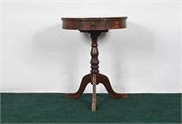 Antique Pedestal Drum Table w/ Lion Pull